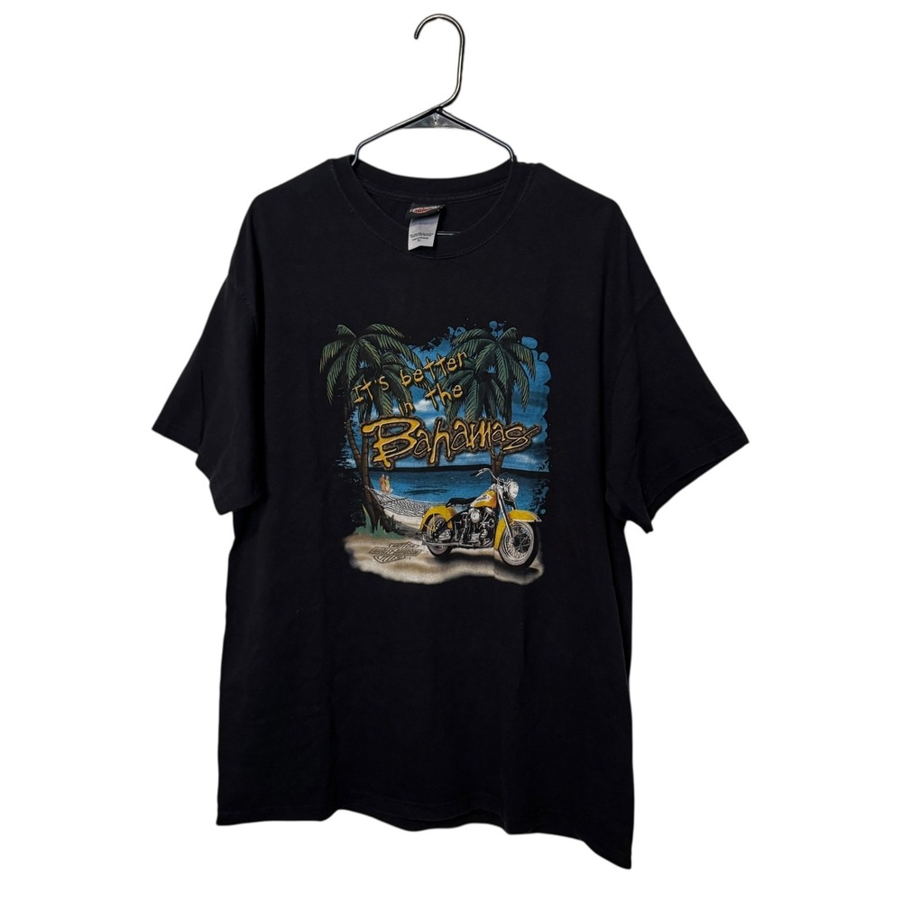 Vintage Harley Davidson Shirt Mens XL Black Bahamas Y2K Motorcycle Biker 2000